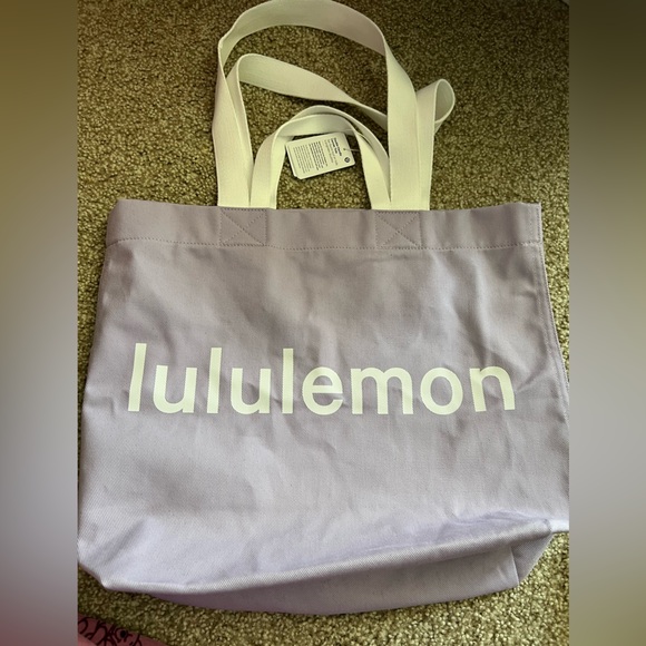 Lululemon Double Handle Canvas Tote Lilac Ether/White 17L - Picture 2 of 3